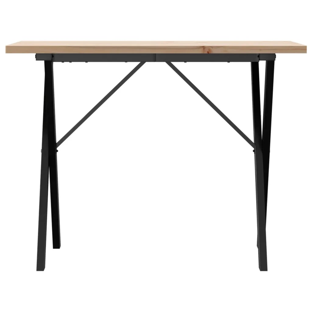Tavolo da Pranzo Telaio a X 100x50x75,5 cm Legno Pino e Acciaio