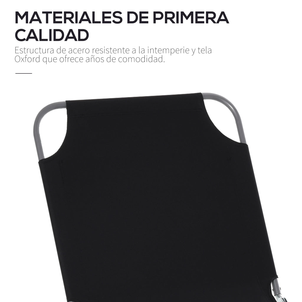 Tumbona Pieghevole Esterno con Respaldo Regolabile ¨C zephmum ¨C Nero 187x55x24
