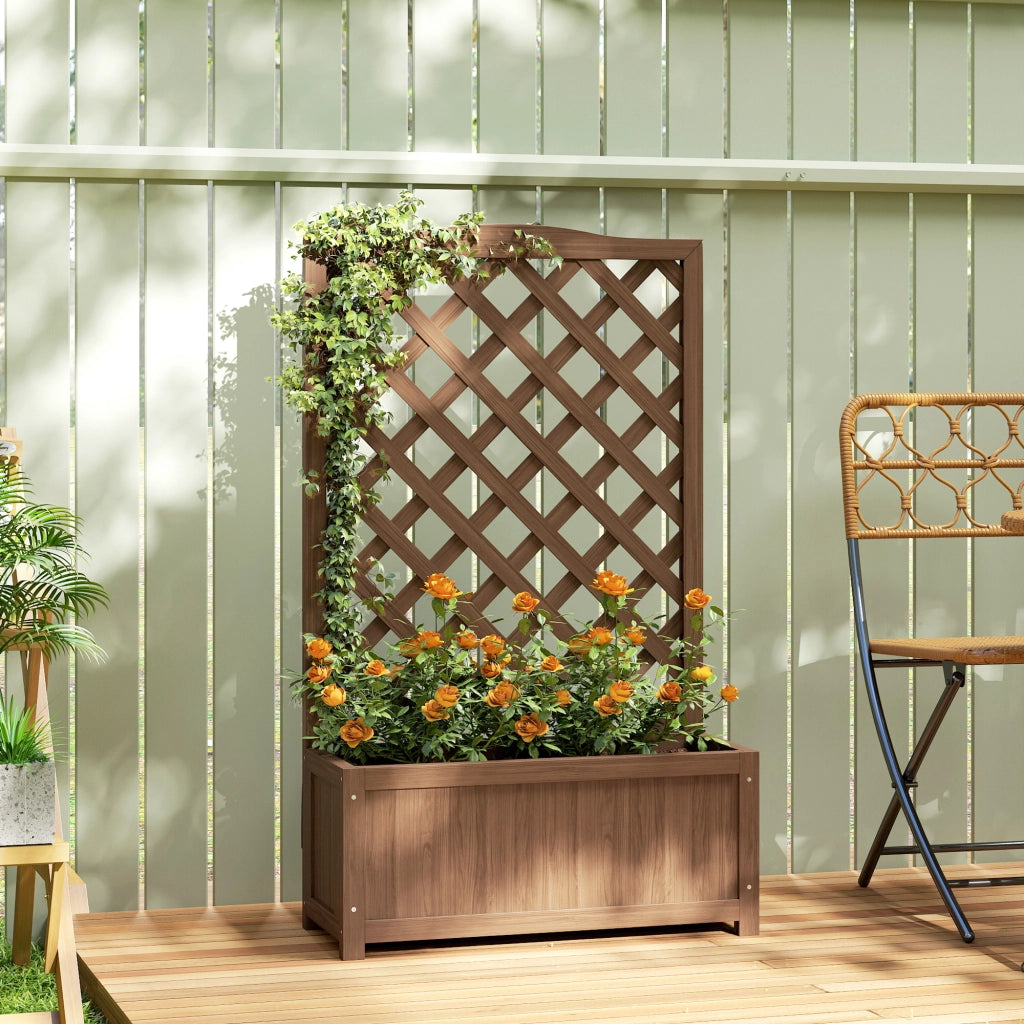 Fioriera con griglia per piante rampicanti ¨C zephmum ¨C 70x28x117cm legno massello marrone scuro