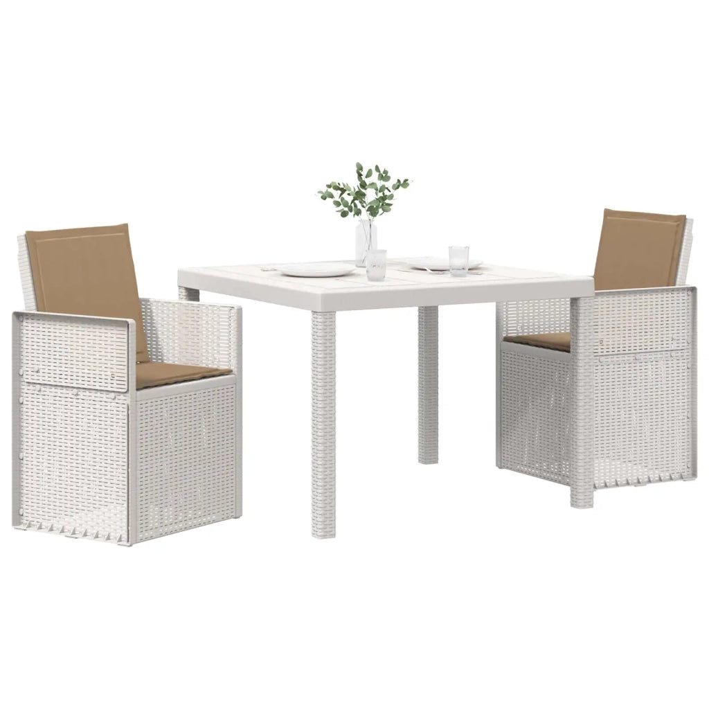 Set da Pranzo per Giardino 3 pcs Bianco e Tortora PP 3430049
