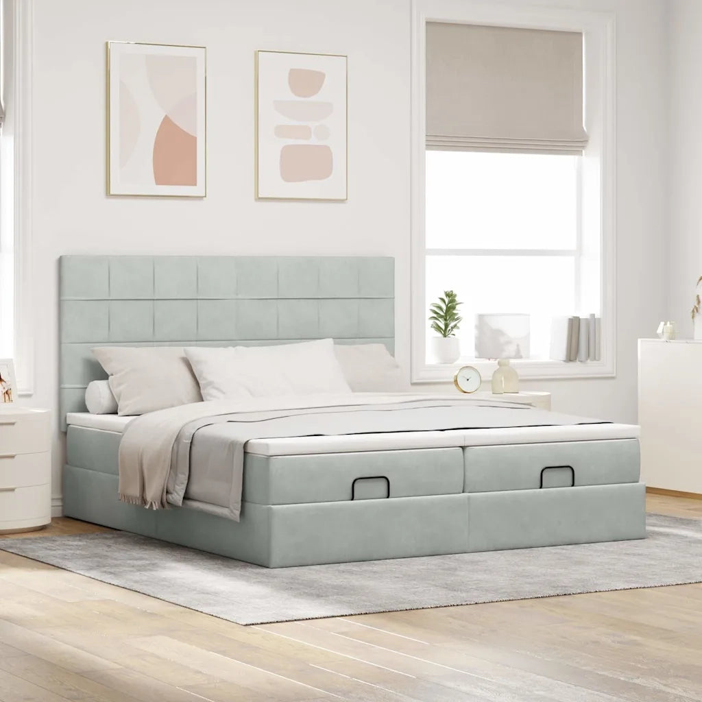 Struttura Letto Pouf con Materassi 200x200 cm Velluto