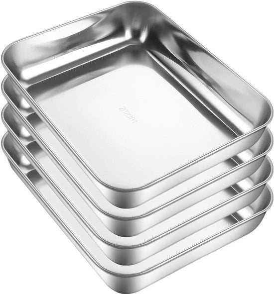 Piatto per forno in acciaio inossidabile per cuocere, servire - 25 x 20 x 5 cm