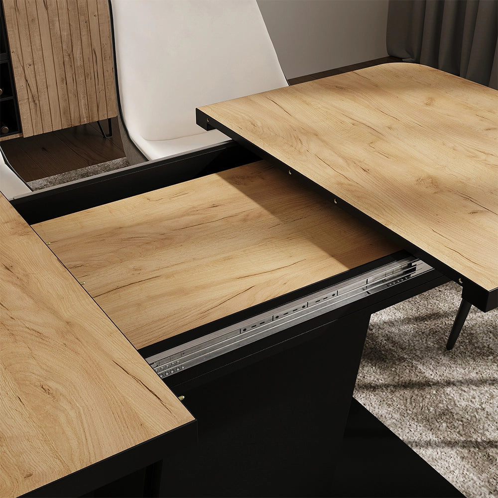 Vicco Tavolo da pranzo Estensibile Rovere nero/oro 120/160 x 80 cm