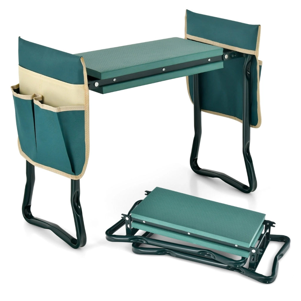 Inginocchiatoio e sedile da giardino con 2 tasche porta attrezzi, Sgabello da giardino portatile e pieghevole