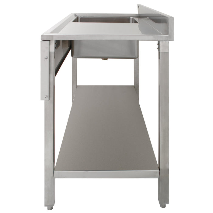 Lavandino Commerciale da Cucina 1 Vasca Inox con Sgocciolatoio a Destra