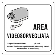 CARTELLO 'AREA VIDEOSORVEGLIATA' cm 20 x 20  - EUROSIGNALS