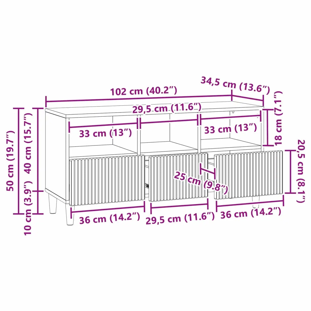 Mobile TV Bianco Lucido 102 x 34,5 x 50 cm Legno ingegnerizzato