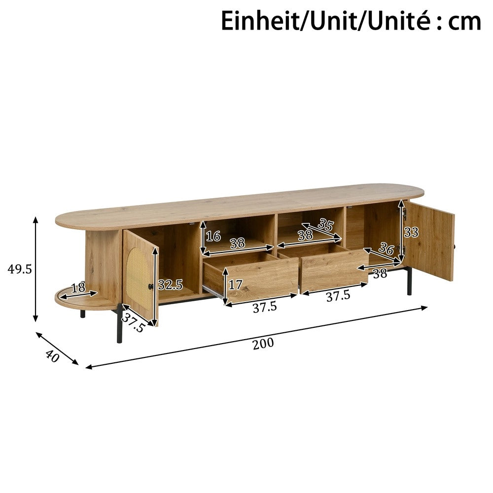 Set Tavolino da Salotto 3 Pezzi ¨C MINIMAL ¨C Legno, Metallo, Effetto Rattan