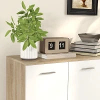 Credenza Moderna con 3 Armadietti e 2 Cassetti, in Legno, 106x35x76 cm, color Legno