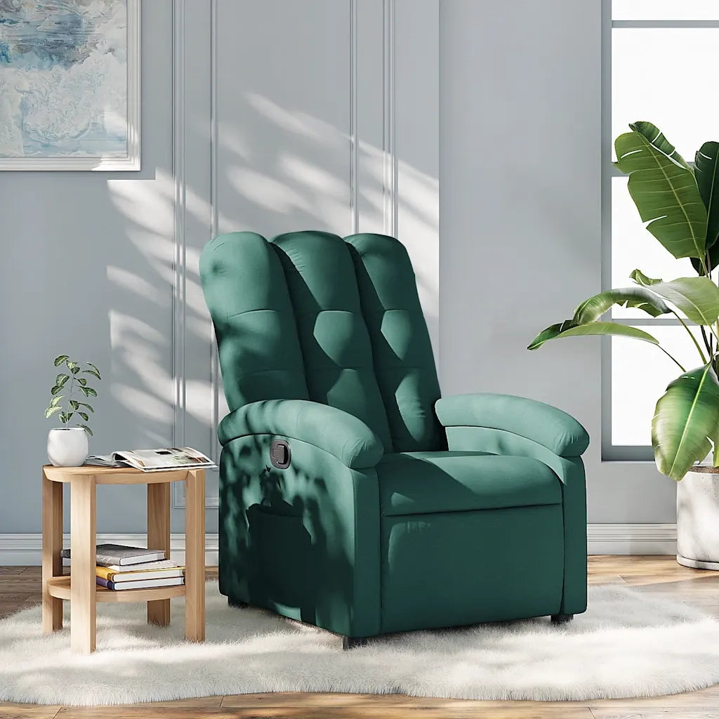 Divano Sedia-Poltrona Reclinabile in Tessuto Verde Scuro 832364