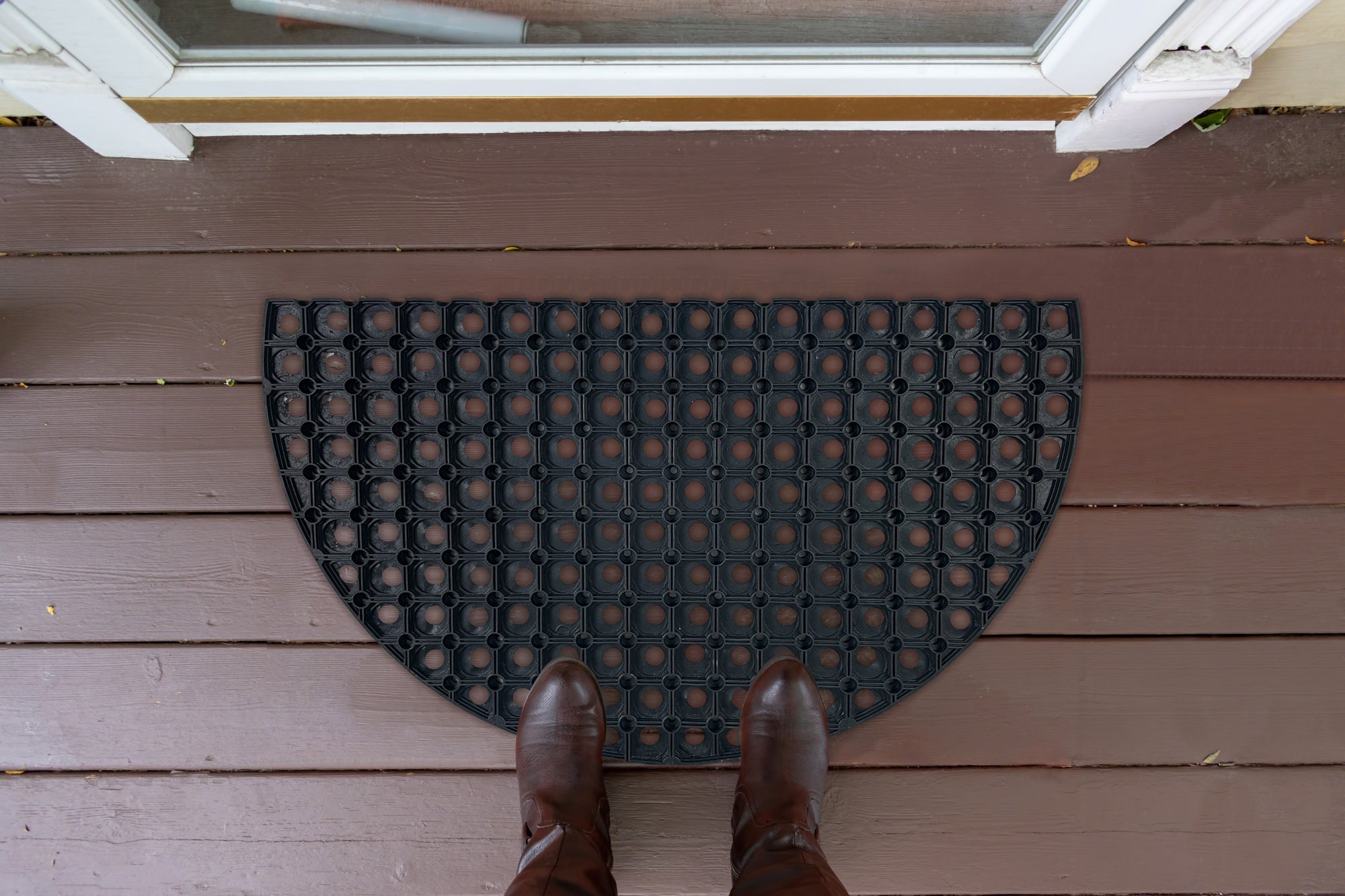 Zerbino In Gomma Ingresso Resistente A MezzaLuna Antiscivolo 45 x 75 Cm AsciugaPassi Facile Da Pulire Antibatterico