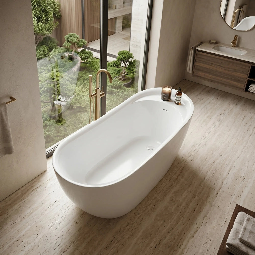 Vasca Da Bagno Freestanding Rea Orte 180 Copritappo oro spazzolato