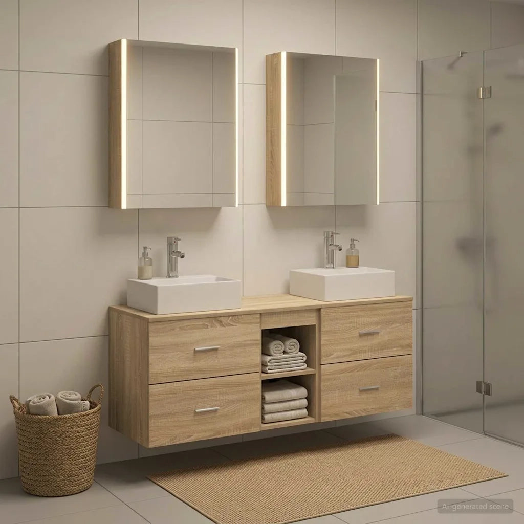 Set di mobili per il bagno 5 pcs Rovere Sonoma 3406809