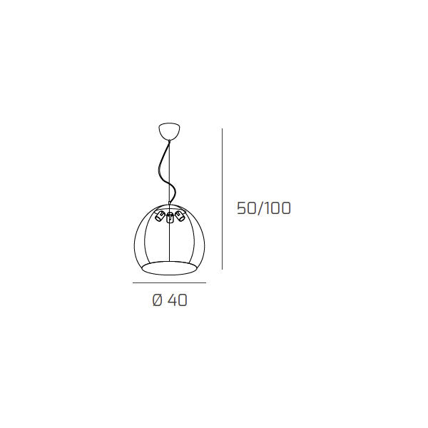Toplight Lampadario a sospensione Basket moderno d.40 cm 60W in metallo cromato con diffusore in alluminio - Attacco E27x3