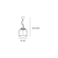 Toplight Lampadario a sospensione Basket moderno d.40 cm 60W in metallo cromato con diffusore in alluminio - Attacco E27x3