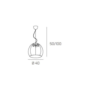 Toplight Lampadario a sospensione Basket moderno d.40 cm 60W in metallo cromato con diffusore in alluminio - Attacco E27x3