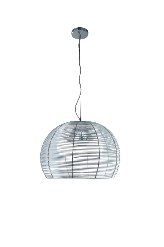 Toplight Lampadario a sospensione Basket moderno d.40 cm 60W in metallo cromato con diffusore in alluminio - Attacco E27x3