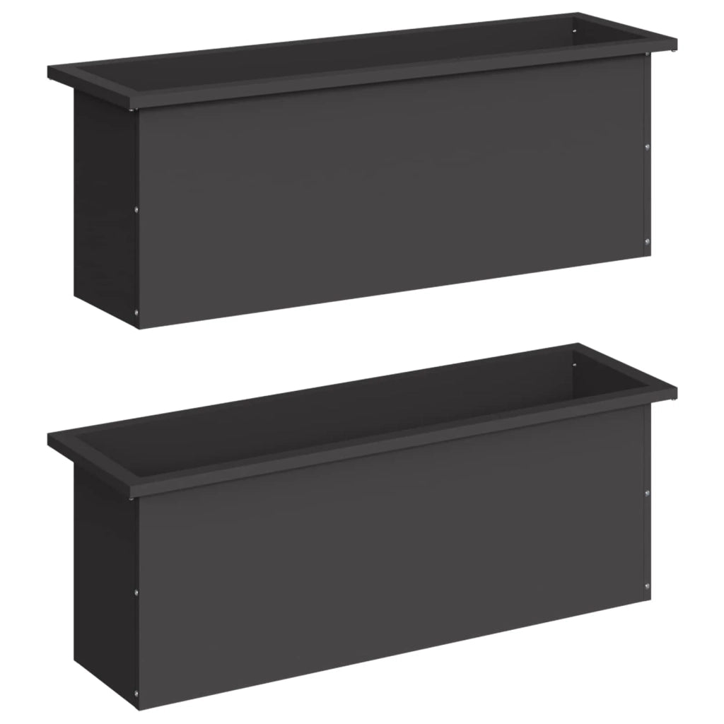 Fioriera da giardino con LED 2 pz Nero 30 x 100 x 30 cm Acciaio 8008113