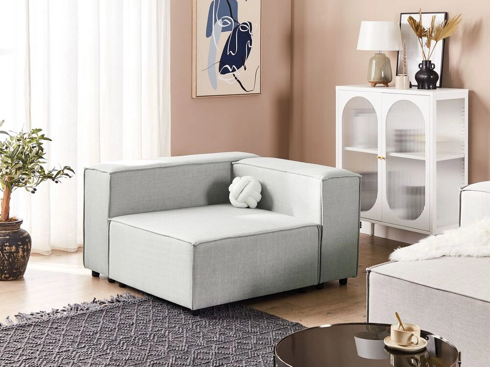 Modulo angolare a 1 posto rivestimento in lino di poliestere grigio soggiorno stile moderno
