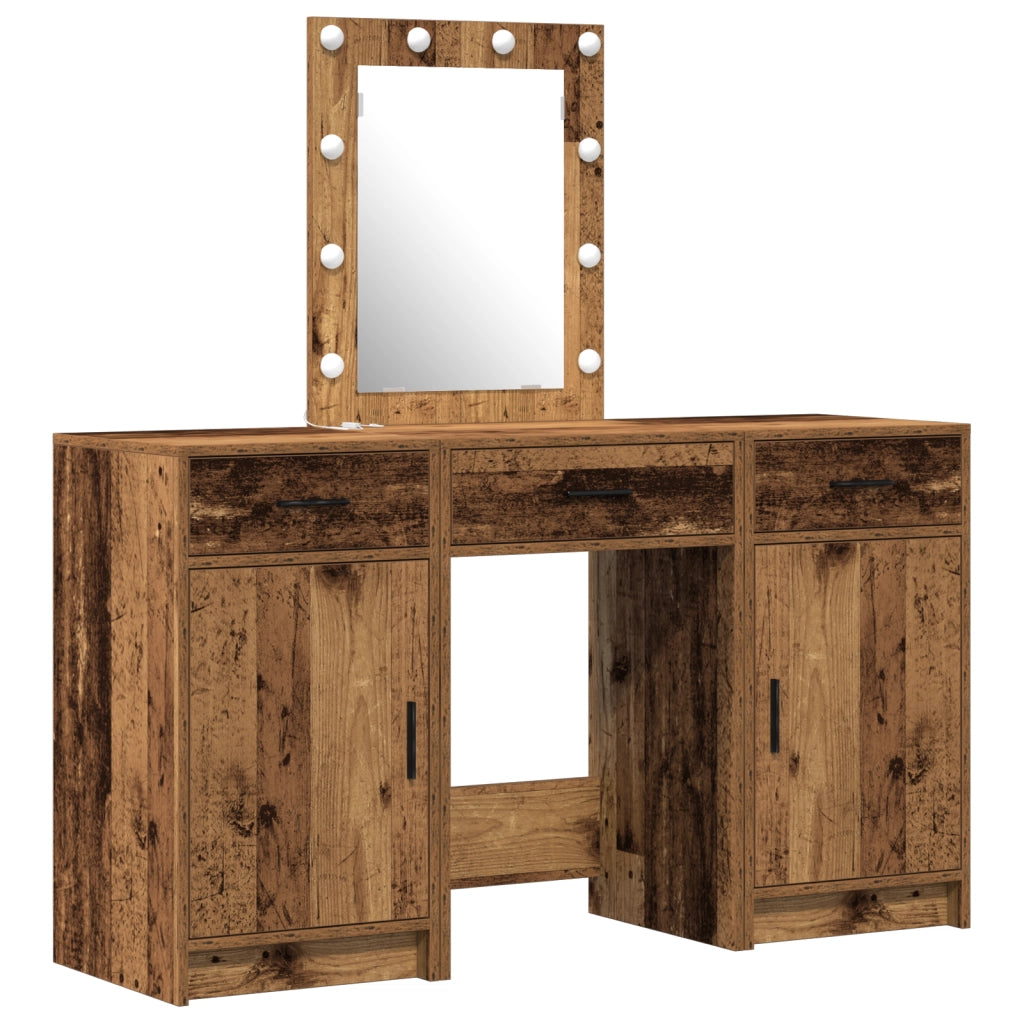 Set da Toeletta 3 Pezzi con LED in Legno Riciclato
