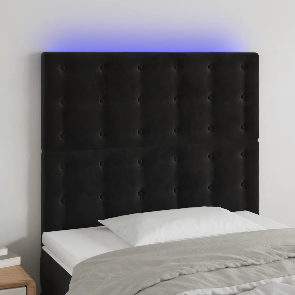 Testiera | Testata a LED nero 90x5x118/128 cm in Velluto