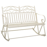 Divano a dondolo in ferro battuto bianco 116x45x91h cm