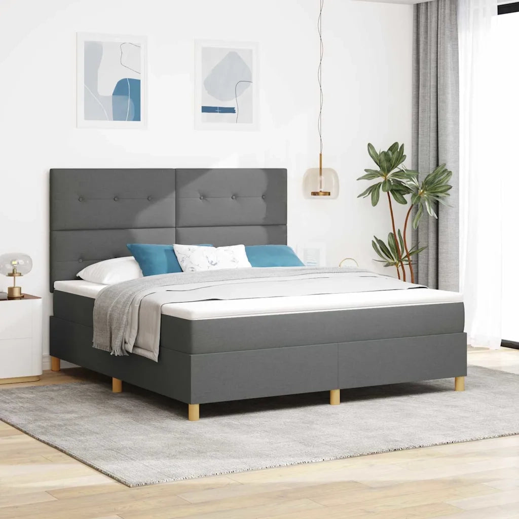 Letto a molle con materasso Grigio scuro 180 x 200 cm Tessuto 3339638