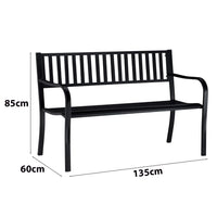 Panchina da Giardino 3 Posti in Metallo, Panca per Esterno Balcone Terrazzo con Schienale e Braccioli, mod. PI Antracite