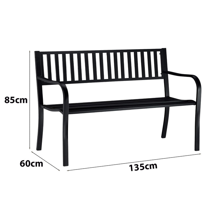 Panchina da Giardino 3 Posti in Metallo, Panca per Esterno Balcone Terrazzo con Schienale e Braccioli, mod. PI Antracite