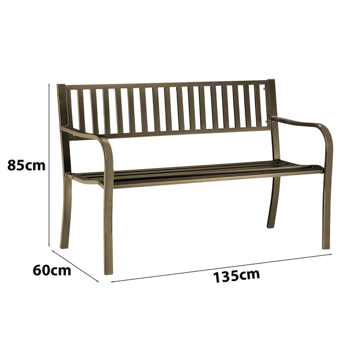 Panchina da Giardino 3 Posti in Metallo, Panca per Esterno Balcone Terrazzo con Schienale e Braccioli, mod. PIPE Tortora