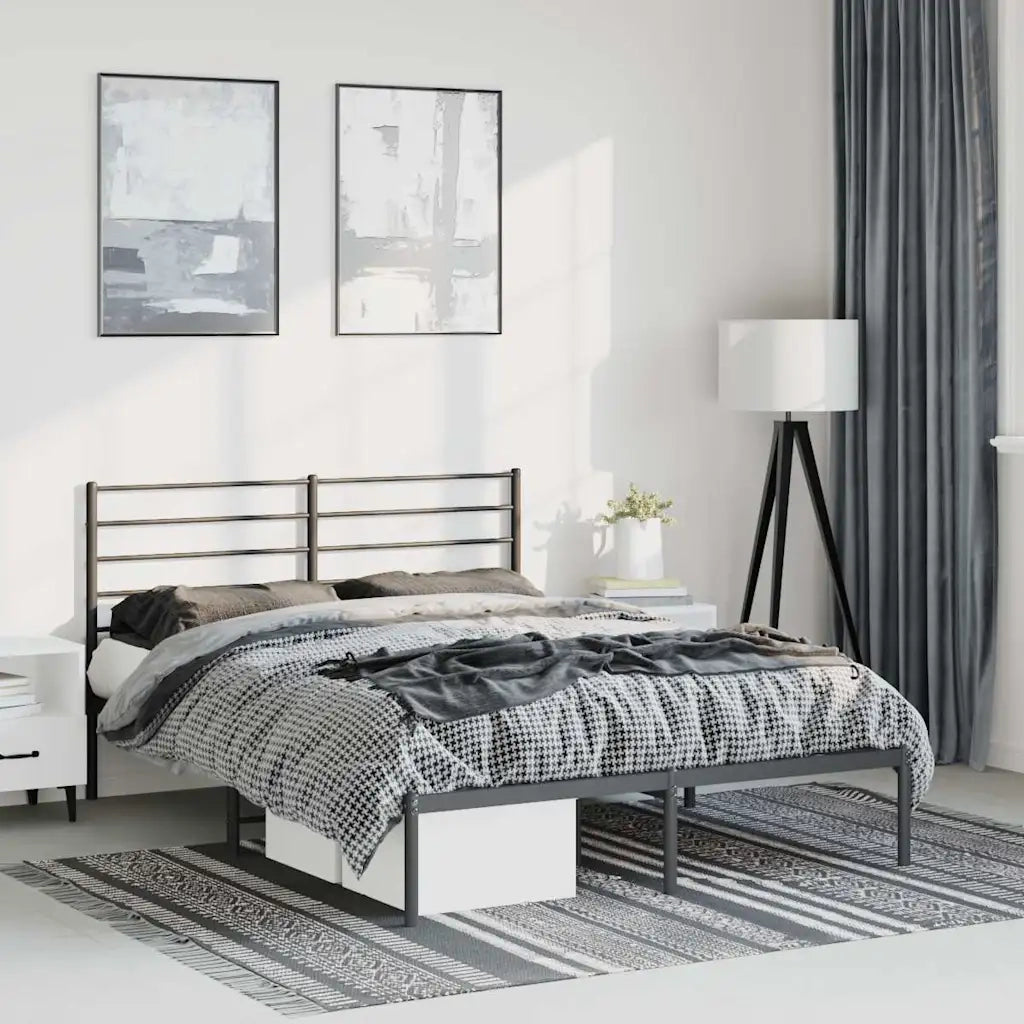 Giroletto con Testiera in Metallo Nero 135x190 cm 352318