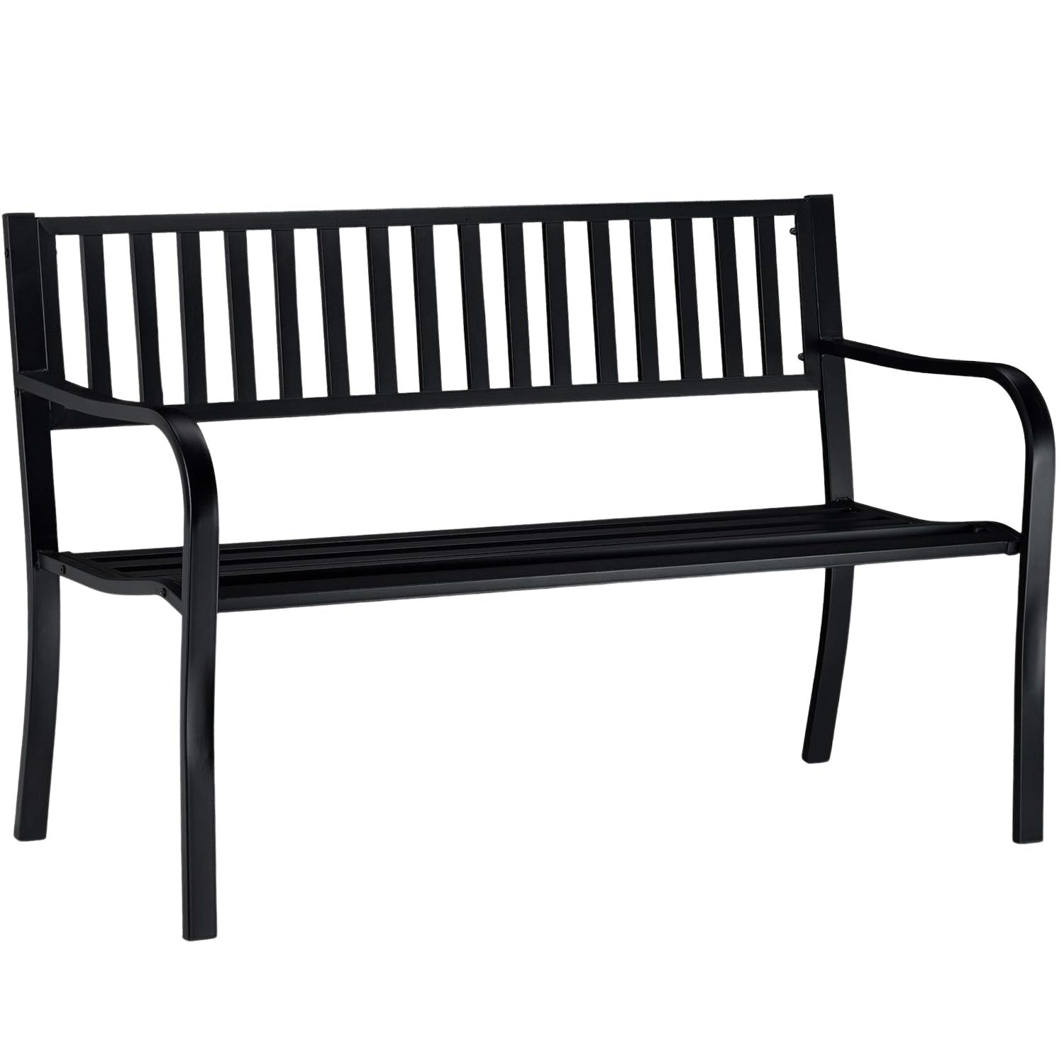 Panchina da Giardino 3 Posti in Metallo, Panca per Esterno Balcone Terrazzo con Schienale e Braccioli, mod. PI Antracite