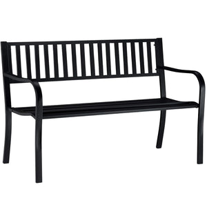 Panchina da Giardino 3 Posti in Metallo, Panca per Esterno Balcone Terrazzo con Schienale e Braccioli, mod. PI Antracite