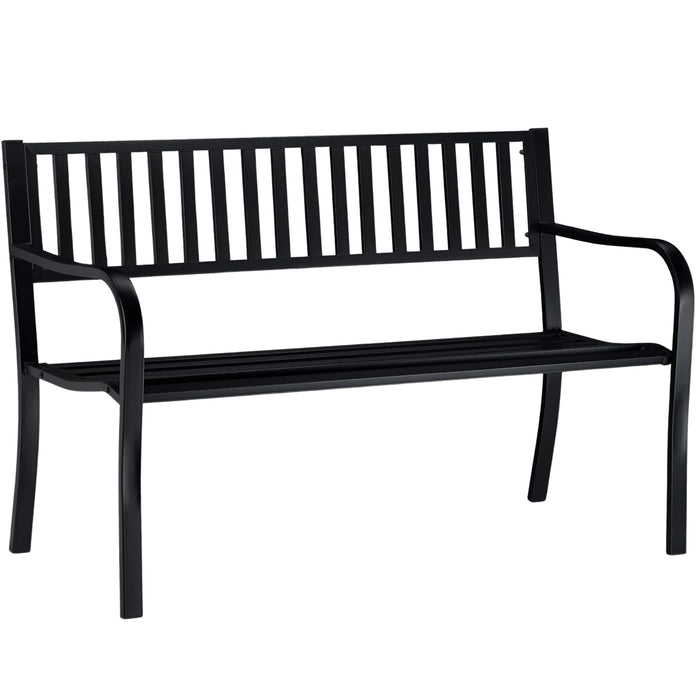 Panchina da Giardino 3 Posti in Metallo, Panca per Esterno Balcone Terrazzo con Schienale e Braccioli, mod. PI Antracite