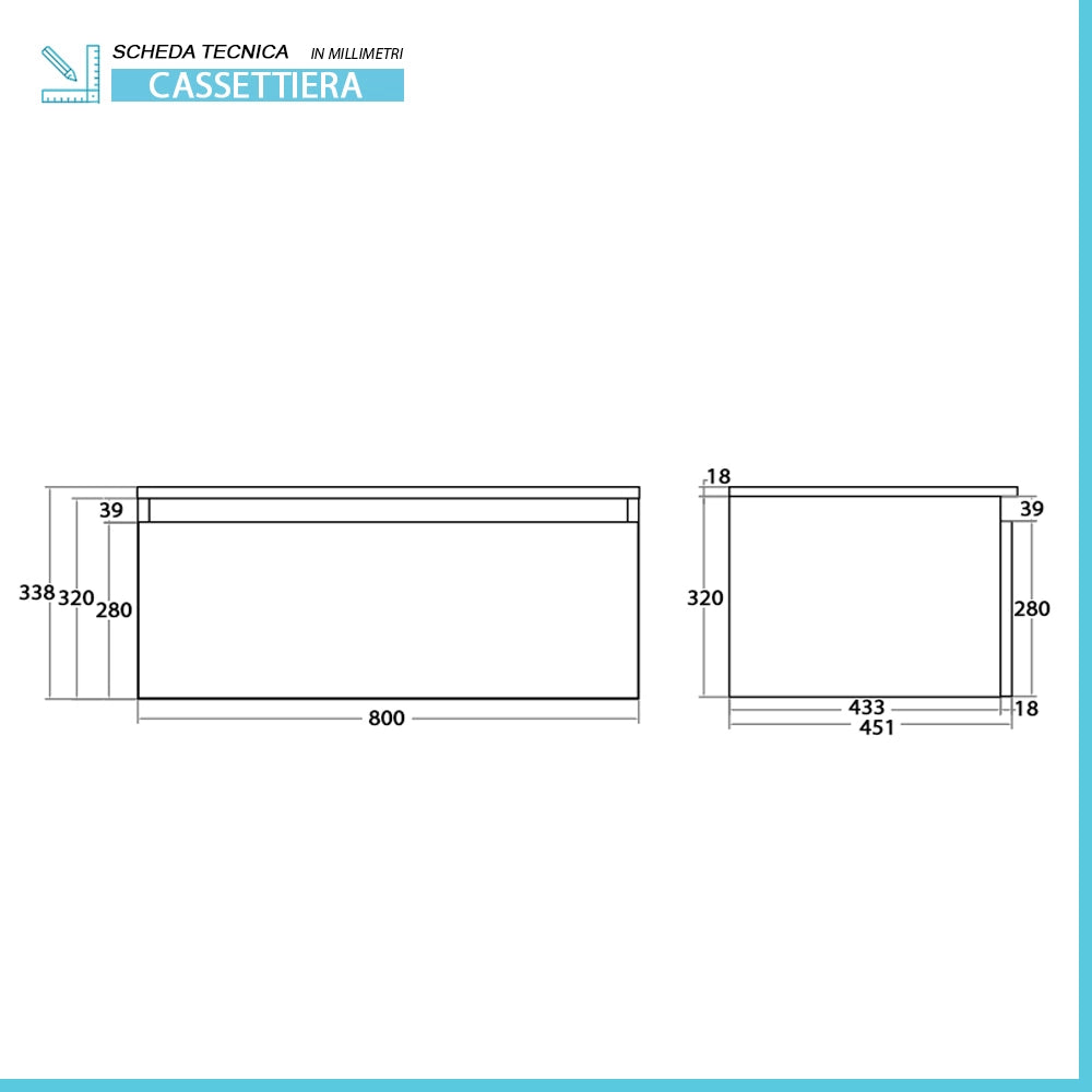 Mobile bagno sospeso 80 cm rovere africa con lavabo sospeso e specchio - Numa