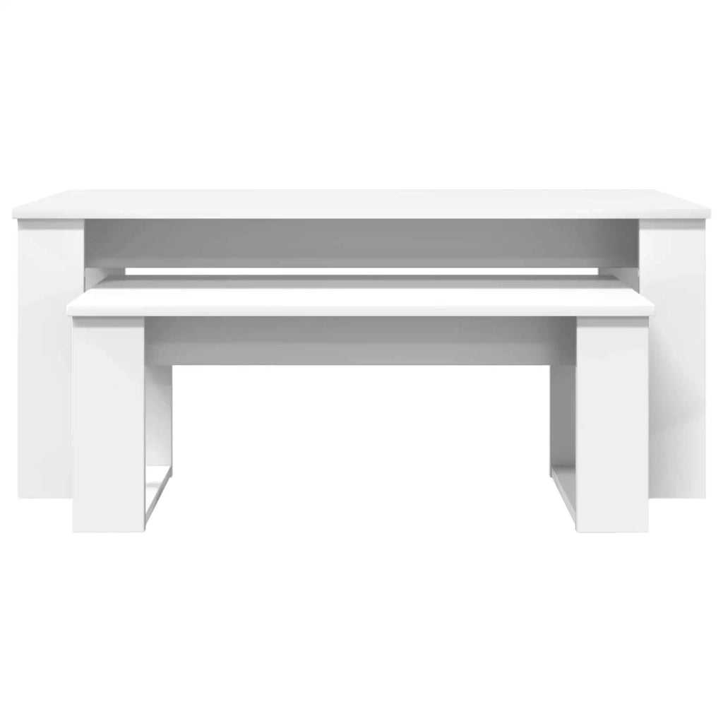 Set di Tavolini da Caffè 2 pcs Bianco Legno multistrato 8000132