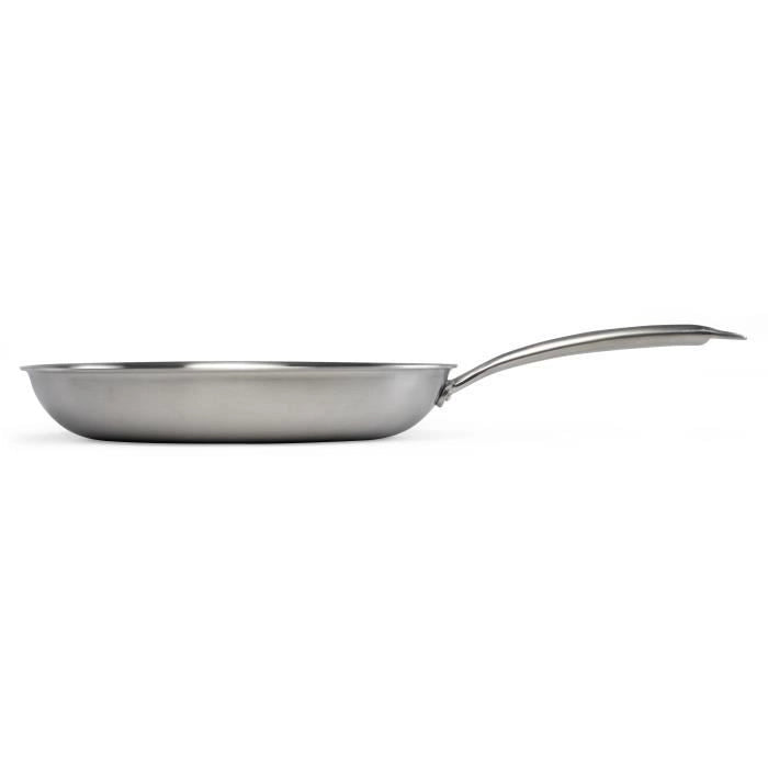 Brigade - Padella in acciaio inox 28 cm - LIVOO - MEP159 - Triplo strato in acciaio inox - Adatta a tutti i piani cottura, anche a induzione - Prodotto in Francia