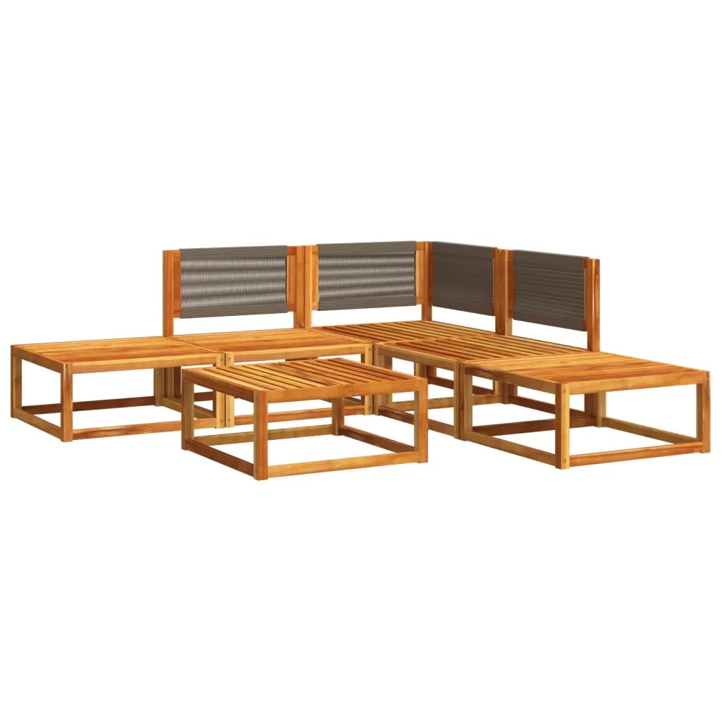 Set di divani da giardino 6 pezzi con cuscini in legno di acacia e corda 3278823