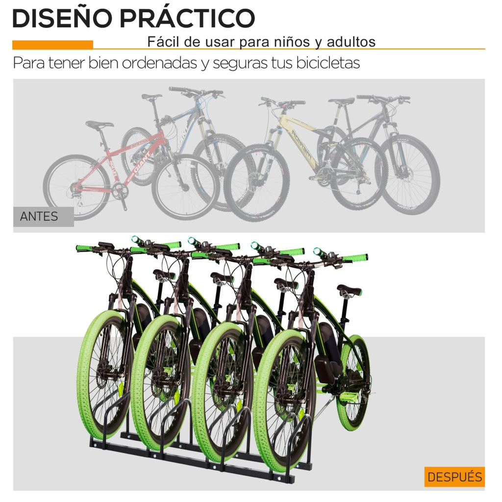 Parcheggio Biciclette per 4 ¨C zephmum ¨C Acero 110x33x27 cm Nero