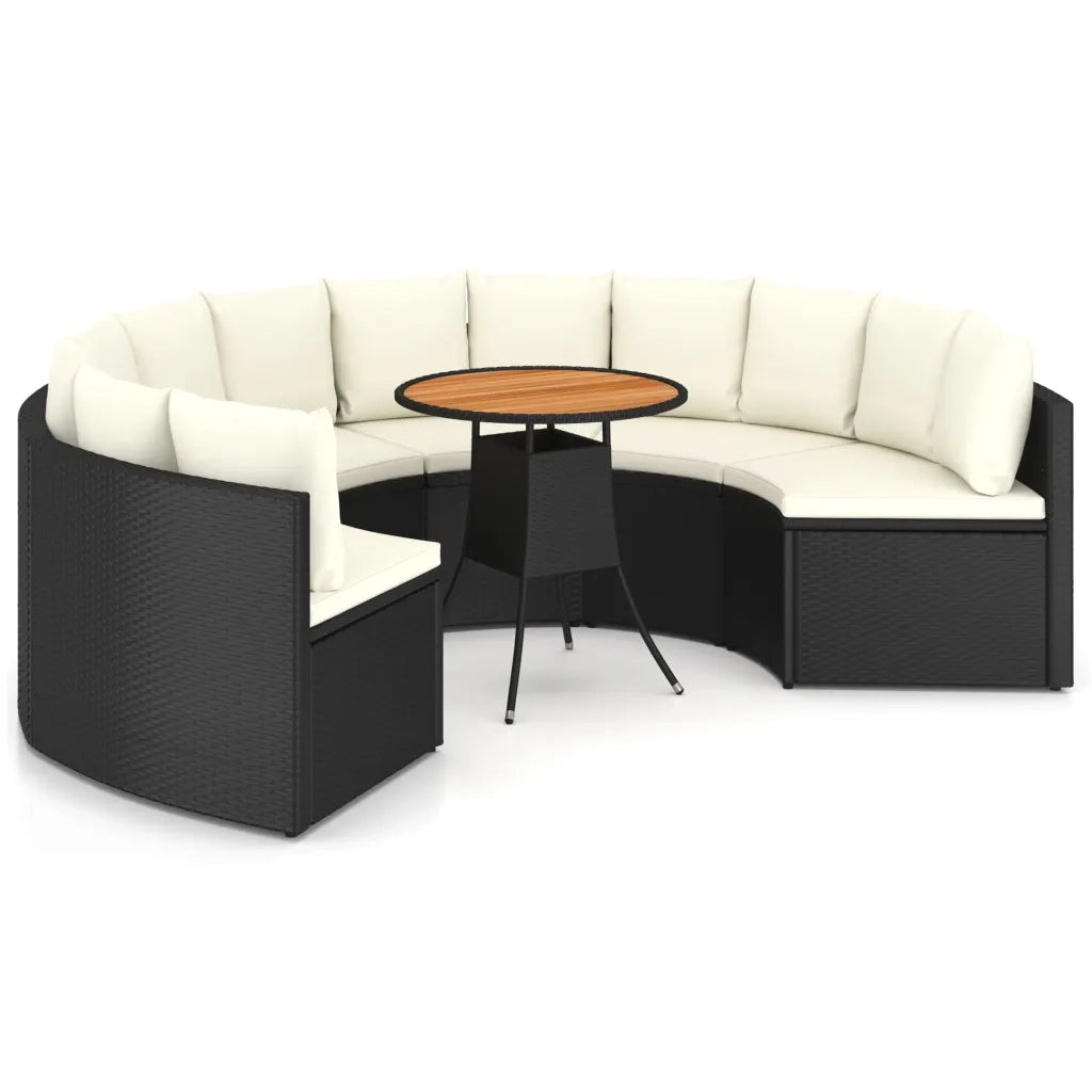 Set Divani da Giardino 7 pz con Cuscini in Polyrattan Nero 3064888