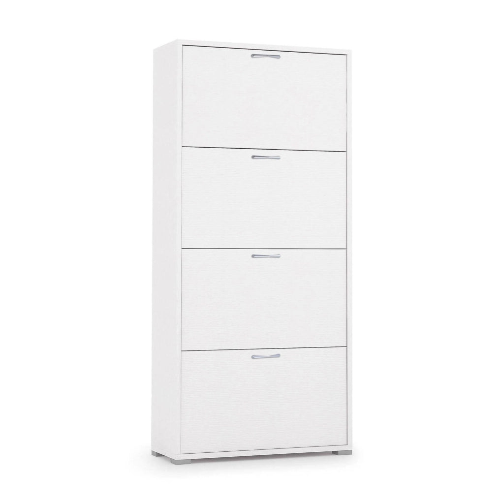 Mobile Portascarpe Adeindein, Scarpiera 24 Paia Made in Italy, 67x28x147h cm Bianco