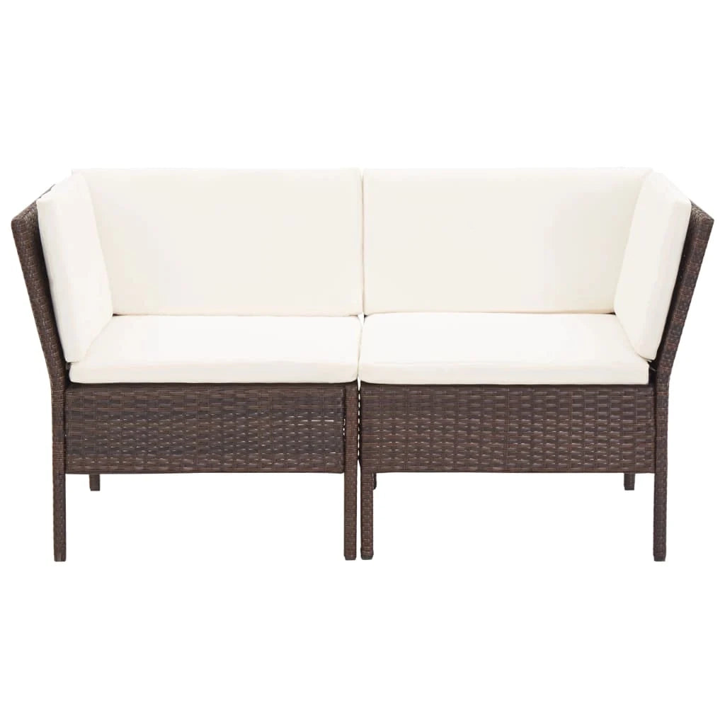 Set di mobili da giardino mobili da esterno 8 pezzi con cuscini resina intrecciata marrone 02_0017704