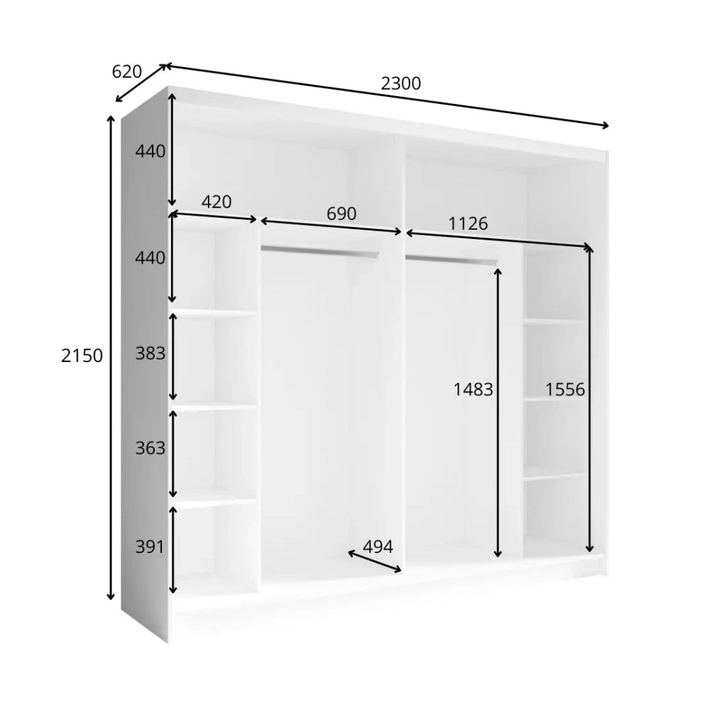 Camera completa VELTIS – Letto 180x200 LED con doghe + armadio + cassettiera + comodini – Frassino nero