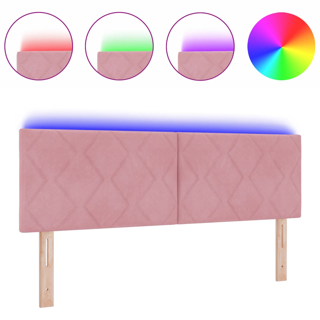 Testata LED a blocchi di diamante Rosa 160 cm Velluto