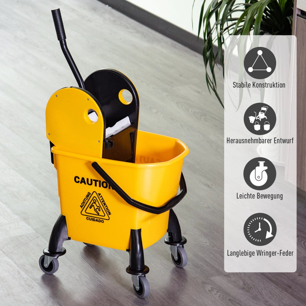 Carrello per pulizia con secchio e strizzatore 26L ¨C zephmum ¨C Giallo, 44x36x90 cm