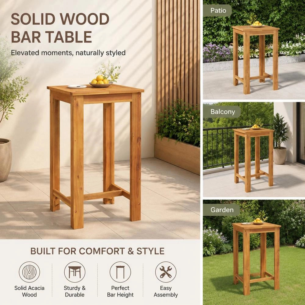 Garden Bar Table 60x60x105 Cm Solid Acacia Wood