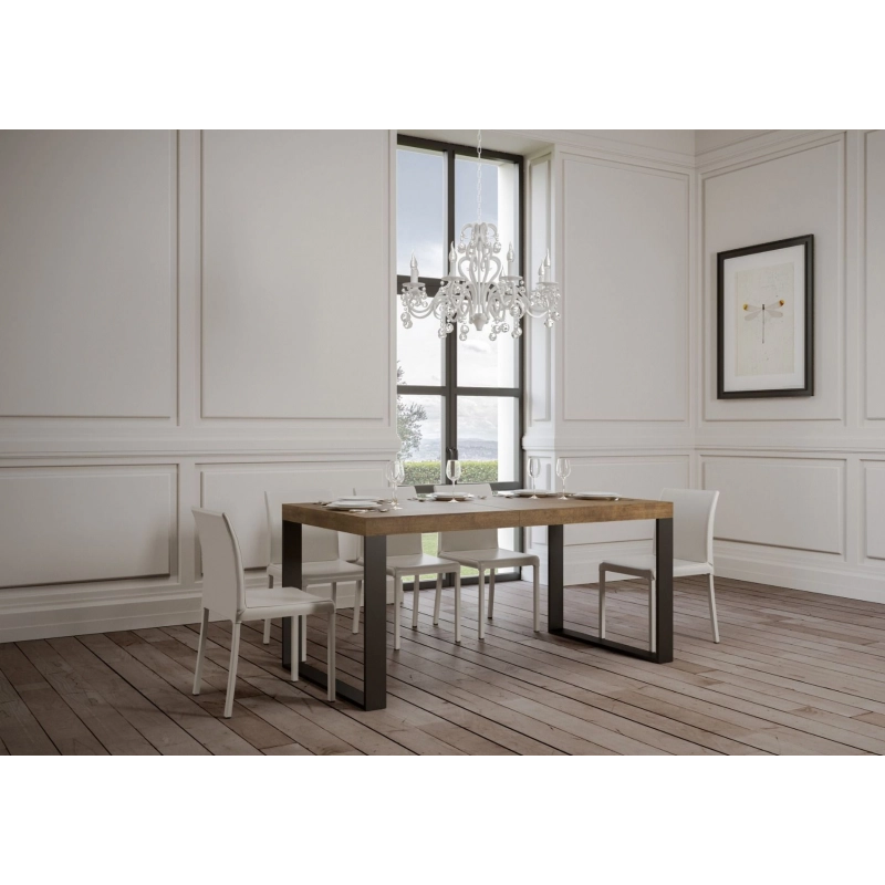 Tavolo allungabile 90x180/440 cm Tecno Premium telaio Antracite - Noce