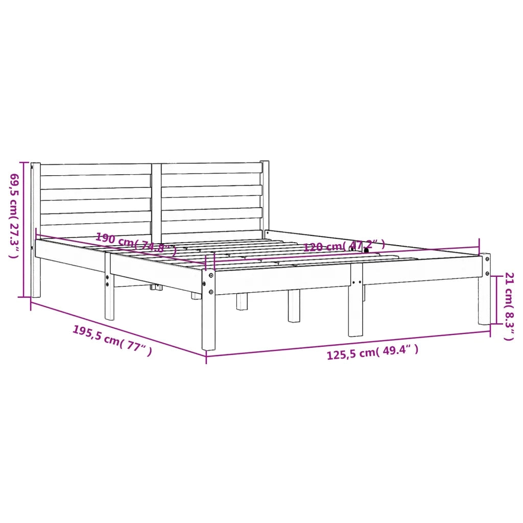 Letto matrimoniale | Letto per adulti | Letto senza Materasso Marrone Cera 120x190 cm in Legno di Pino