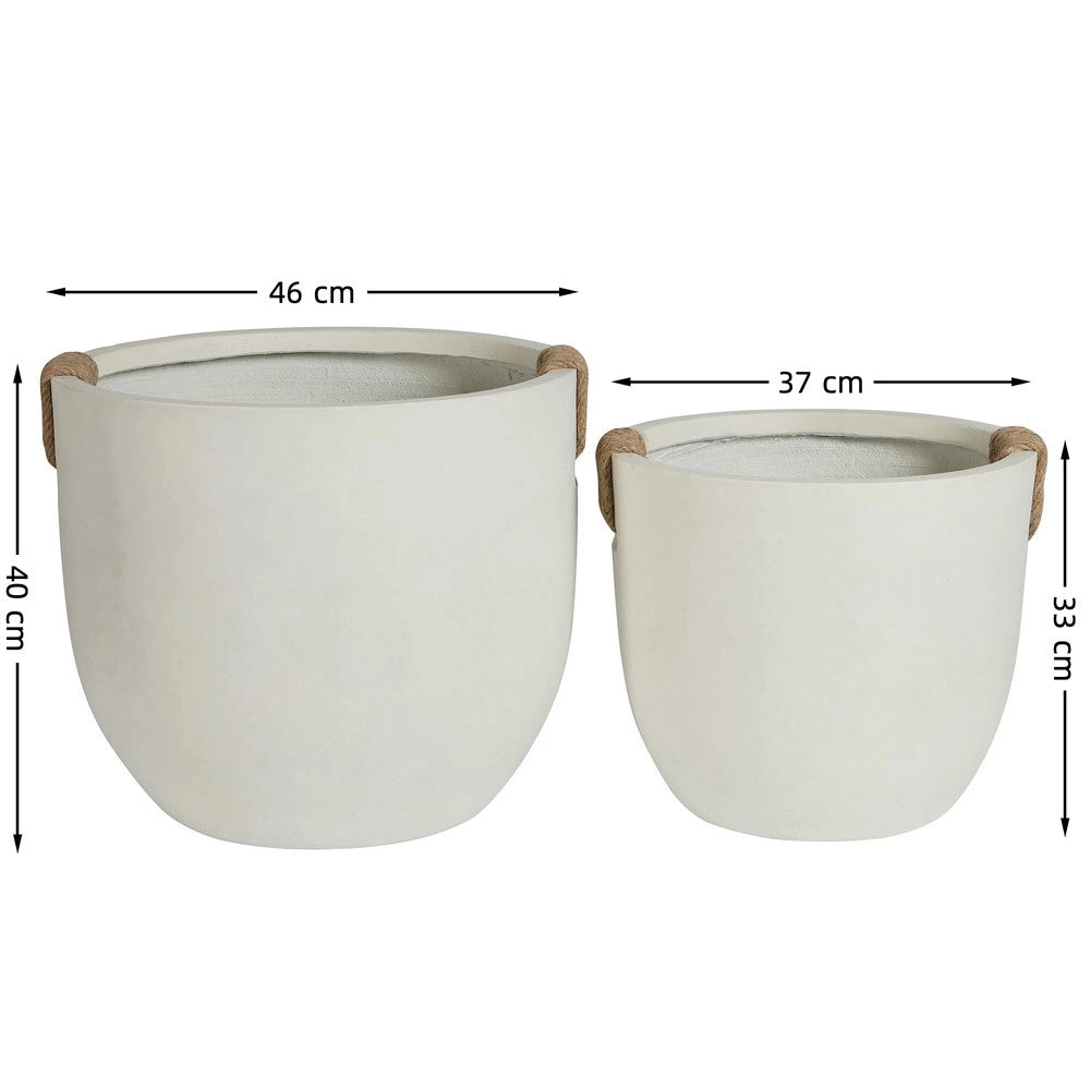 Set 2 Vasi da Giardino in Cemento ¨C Xylo ¨C Beige, 37x33 cm e 46x40 cm