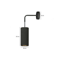 Applique 1 Luce Bente In Acciaio Nero E Paralume Nero E Oro